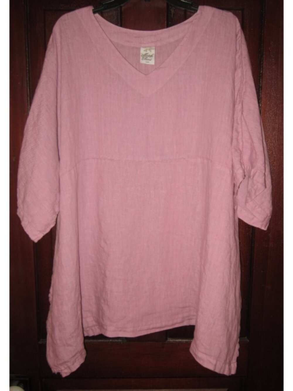 Match Point USA Size XL 100% Linen Tunic Top Blouse Shirt Kimono Lagenlook Mauve